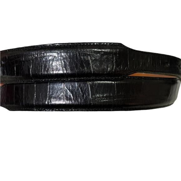 Martin Dingman Belt Black Alligator Grain Italian Calfskin Leather Men’s Size 38 - Picture 10 of 14